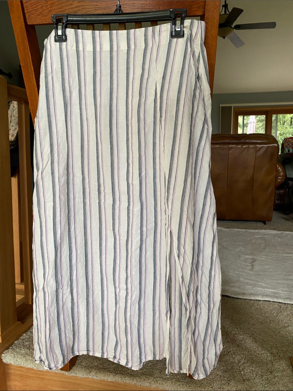 Caslon White Maxi Skirt with Blue and Purple Stripes